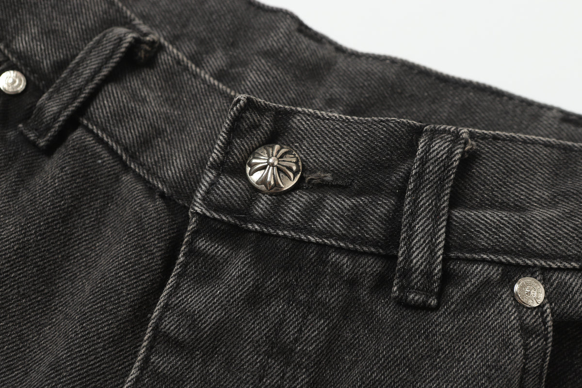 Chrome Hearts Vintage Cross Patchwork Washed Carpenter Denim Shorts 9903